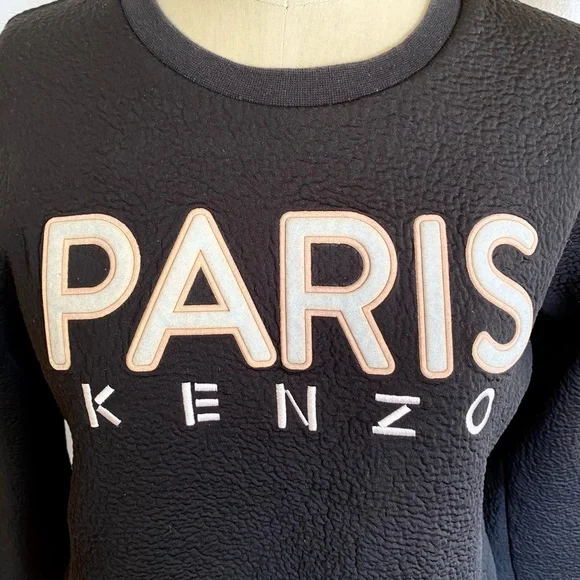Kenzo sweatshirt black with logo embroidery and appliqué. - Picture 2 of 4